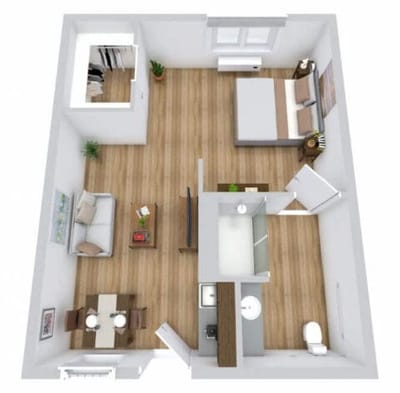 Floor plan of a private resident room