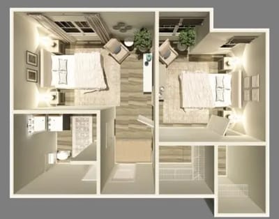 Interior floor plan of a resident room