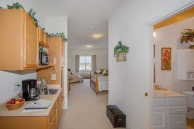 Spacious private resident room with kitchenette