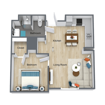 Architectural floor plan of a living space