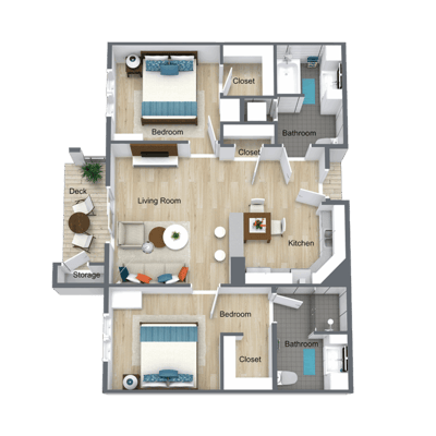 Architectural floor plan of a living unit