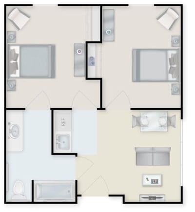 Clear floor plan layout of a resident unit
