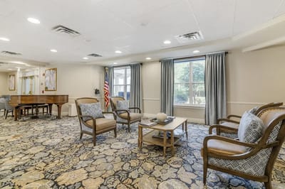 Interior common area with seating near a window