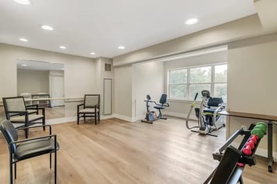 Interior view of a fitness area with equipment