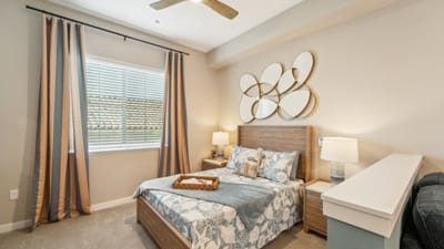 Cozy bedroom with natural light and decor