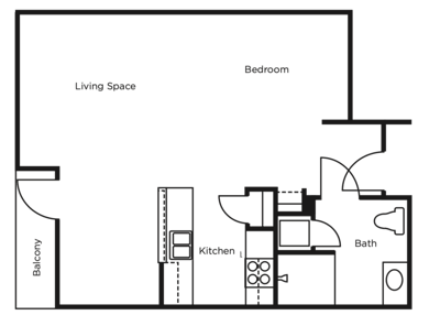 Architectural floor plan of a resident unit
