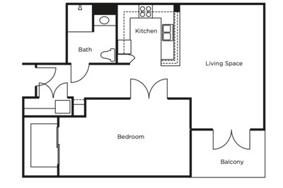 Architectural floor plan of a resident unit