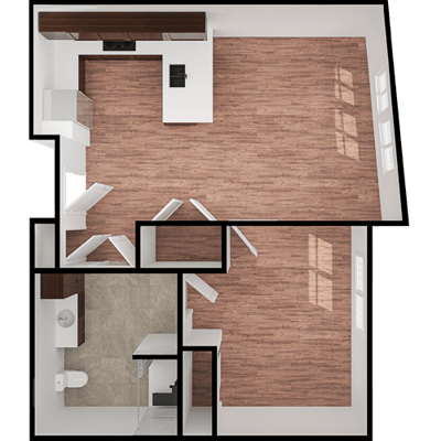 Architectural floor plan of a resident unit