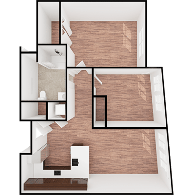 Architectural floor plan of a living unit