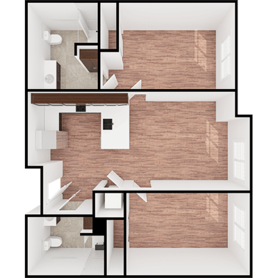 Architectural floor plan of a resident unit