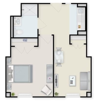 Architectural floor plan of a living unit