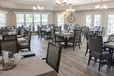 Dining room set up for residents