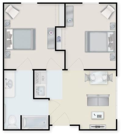 Architectural floor plan of a resident unit