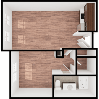 Architectural floor plan of a resident unit