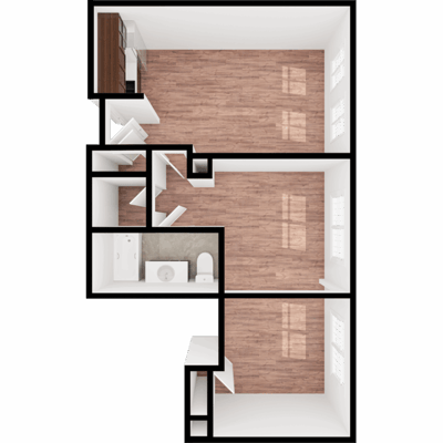 Architectural floor plan of resident unit with layout