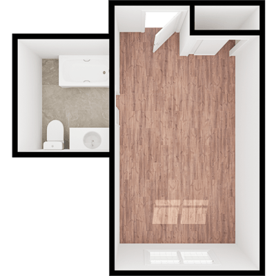 Architectural floor plan of a resident unit