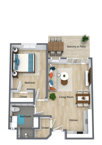 Architectural floor plan of a living space layout