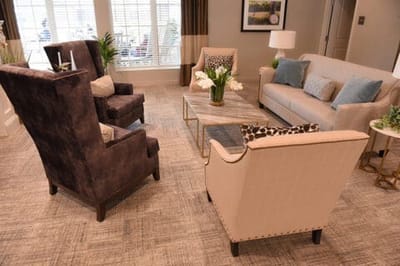 Comfortable common area with seating and decor