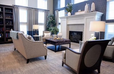 A cozy common area with elegant furniture and decor