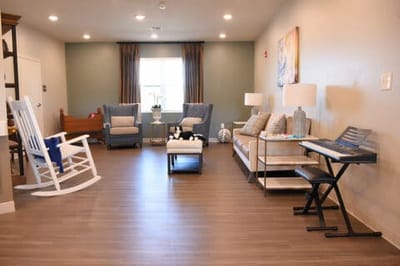 Bright common area with comfortable seating
