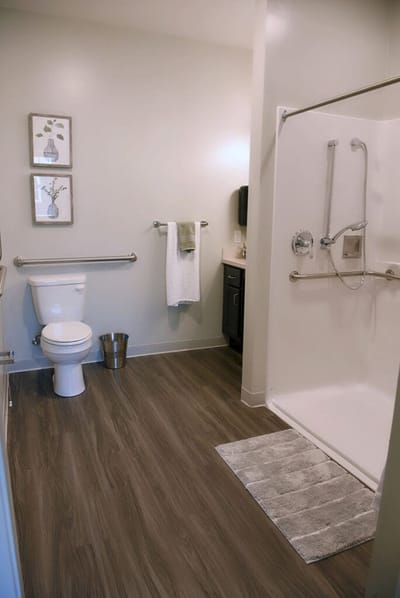 Accessible bathroom in a senior living facility
