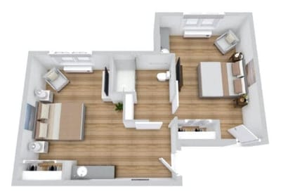 Architectural floor plan of a resident unit