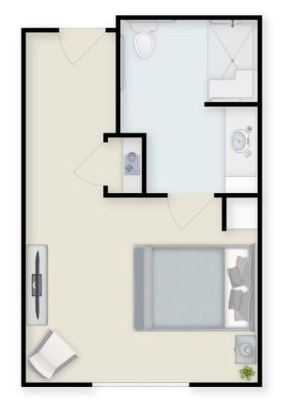 Floor plan of a private resident room