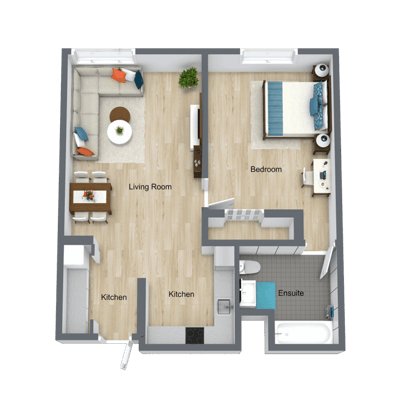 Architectural floor plan of a residential unit