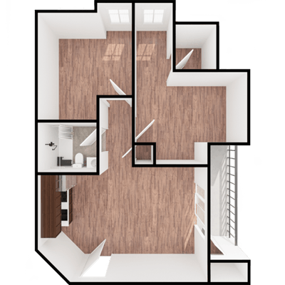 Architectural floor plan of a living unit
