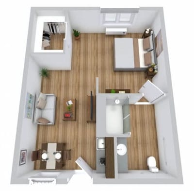 Architectural floor plan of a living unit