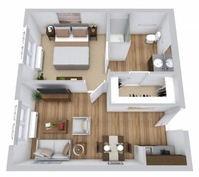 Interior floor plan of a resident unit