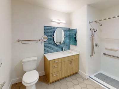 Modern bathroom with shower and sink