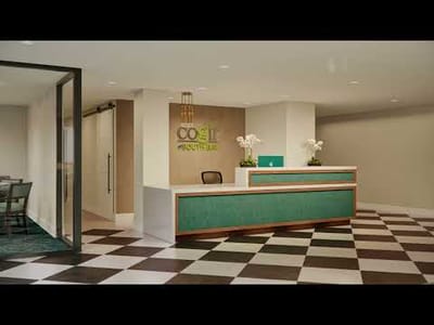 Lobby reception area with modern design elements