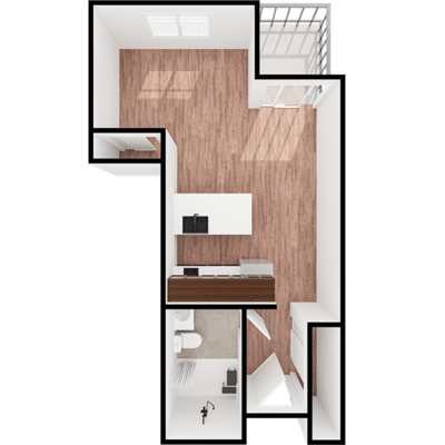 Architectural floor plan of a resident unit