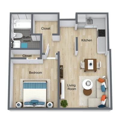 Architectural floor plan of a living space