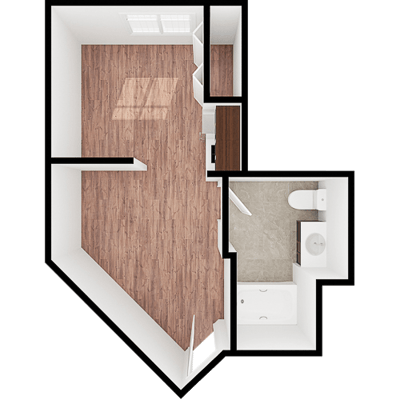 Floor plan of a small resident room