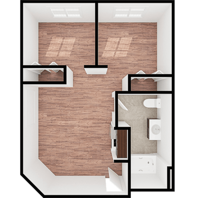 Floor plan of a private resident room