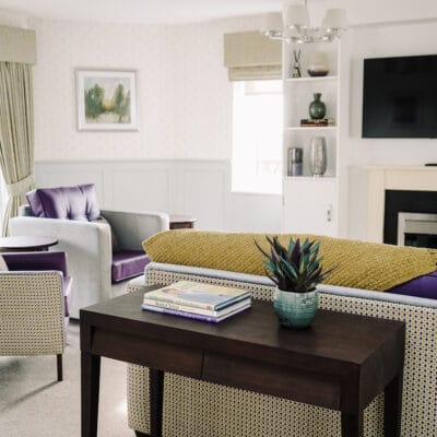 Bright interior living space with comfortable seating