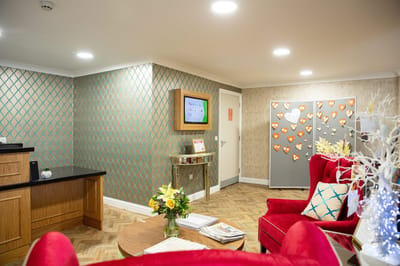 Bright common area with comfortable seating and decor
