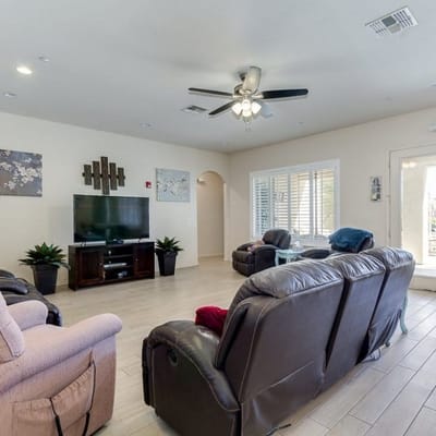 Common area with seating and television in a living room