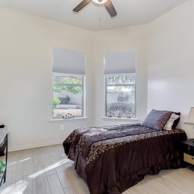 Cozy bedroom setup in an assisted living facility