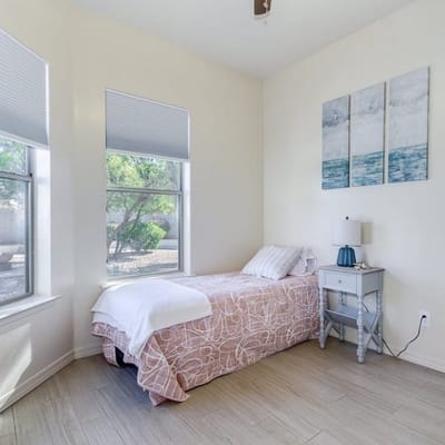 Cozy resident room with natural light and simple decor