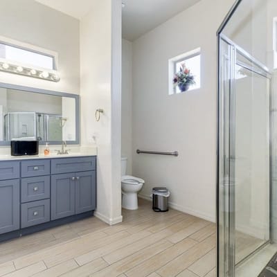 Bright and clean bathroom with modern fixtures