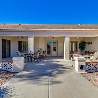 Exterior view of a welcoming assisted living entrance