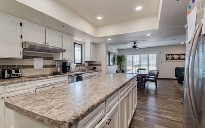 Bright kitchen area in an assisted living facility