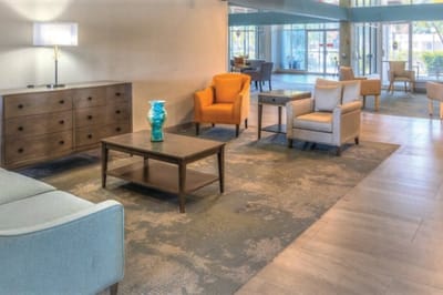 Bright common area with comfortable seating
