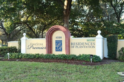 Entrance sign for Five Star Premier Residences of Plantation