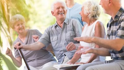 Residents enjoying time together outdoors
