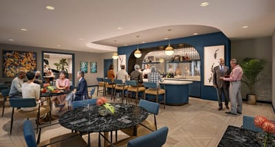 Residents dining in an elegant dining area