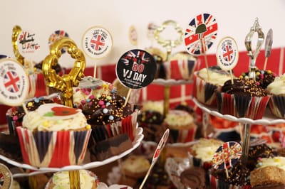 Decorative assortment of cupcakes with celebration themes